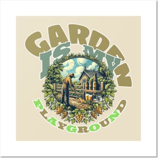 Garden is my playground: Serene Gardening Joy in Green, Blue, Yellow Posters and Art